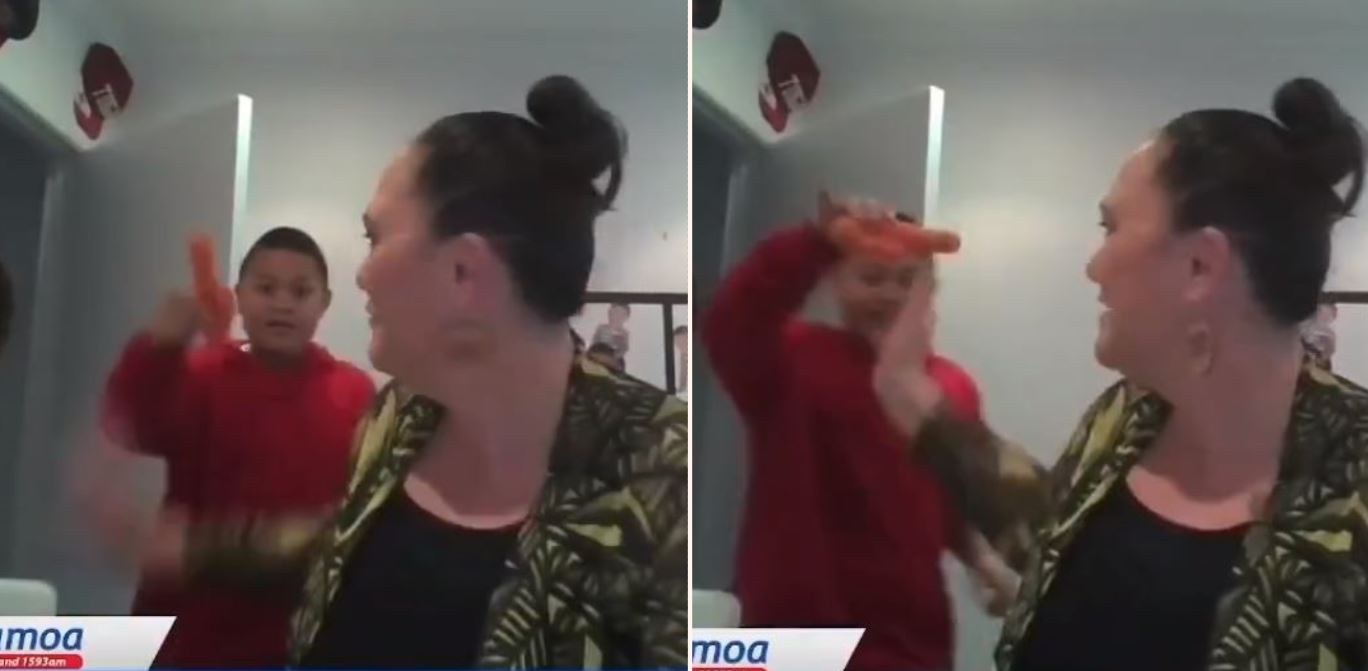 New Zealand minister’s TV interview interrupted by son who found a carrot that looks like a wang