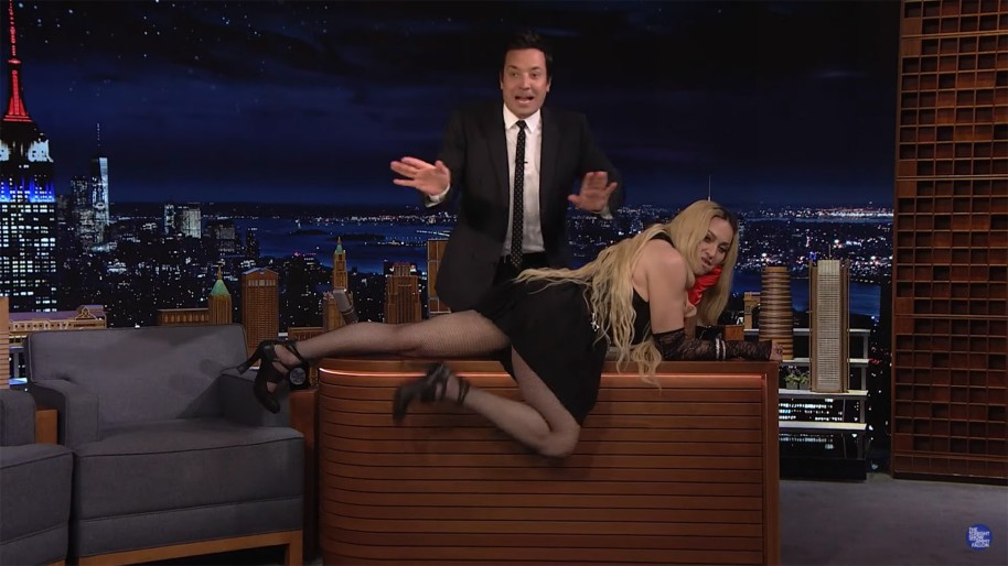 Madonna flashes Tonight Show audience in chaotic interview