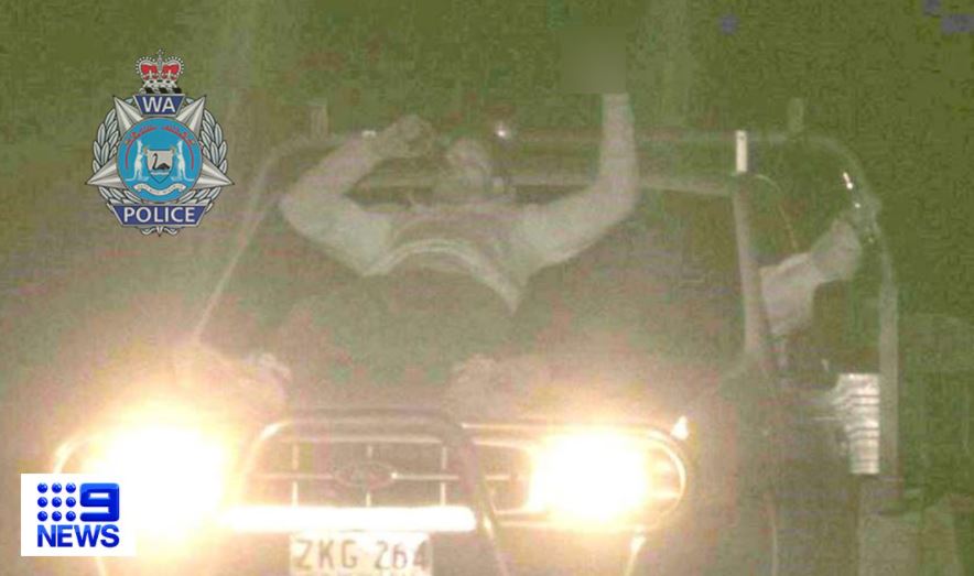 Speed camera captures car travelling at 120kms/hr with bloke on the bonnet