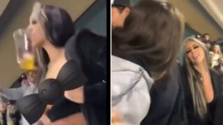 Supercross flashes breasts to the crowd, fight ensues!