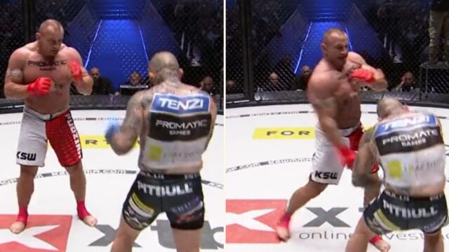Former strongman Pudzianowski bounces opponent’s head off the canvas with devastating uppercut